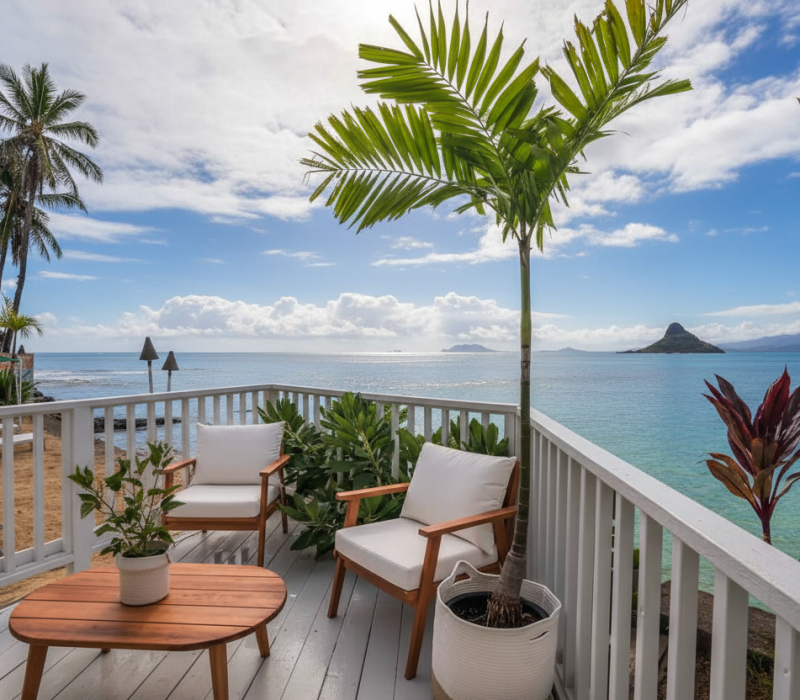 Chinaman’s Ocean Front Beach House 18 Beachfront Oahu vacation rental with sandy shoreline and clear water