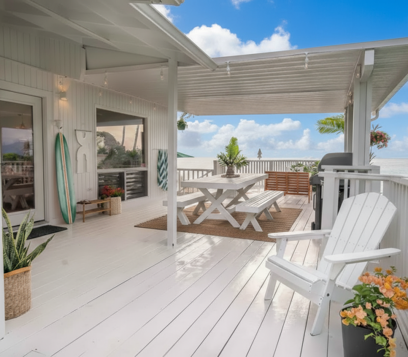 Chinaman’s Ocean Front Beach House 4 Oceanfront Oahu vacation rental exterior with direct beach access